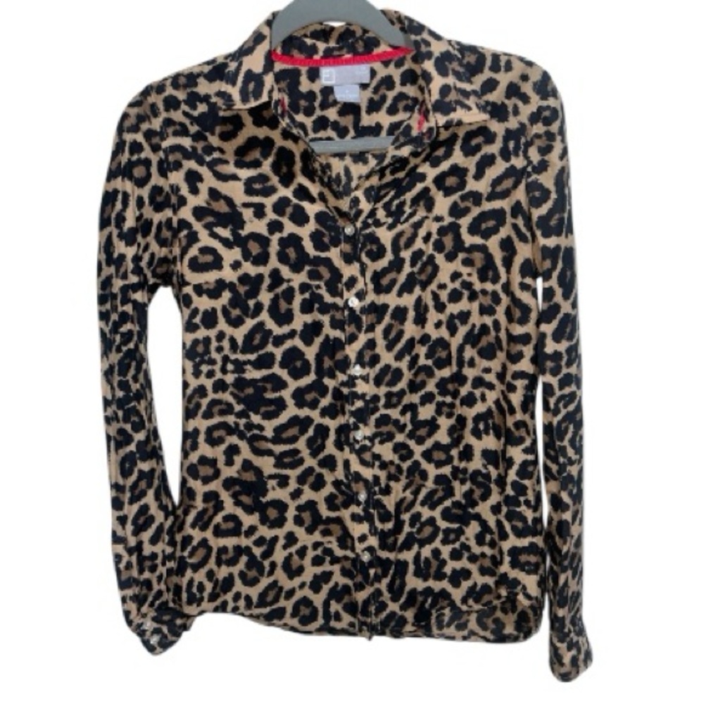 Jcpenney Leopard Print Button Down Silk Blouse Si… - image 2